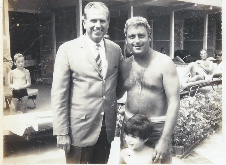 Lou Berger and I with unidentified man Presidential pool 1969-71