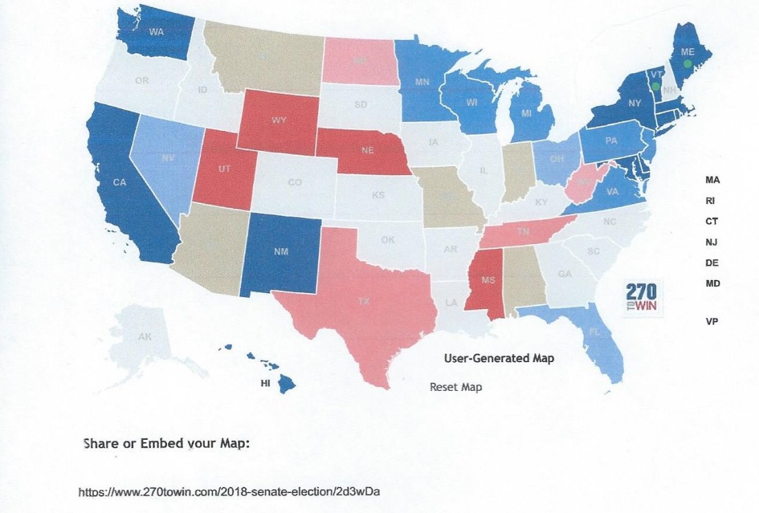 2018 projected Senate map 12-11-2017